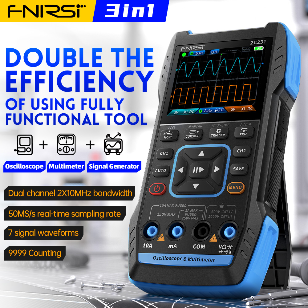 2C23T 3-in-1 digitale oscillos - Fnirsi Digital Oscilloscope Handheld recensie en prijs